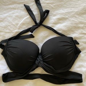 Victoria’s Secret Black push-up bikini top with wrap detail. Size 36C